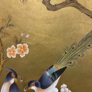 Floral and Bird on Gold Leaf