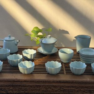 Ru-style ceramic Tea Set 现代汝瓷莲花杯茶器礼盒